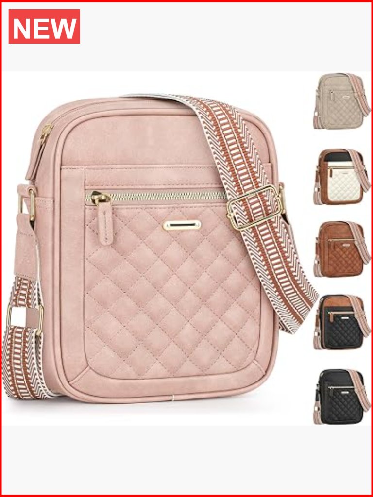 Quilted Vegan Leather Crossbody Bag With Adjustable Strap
